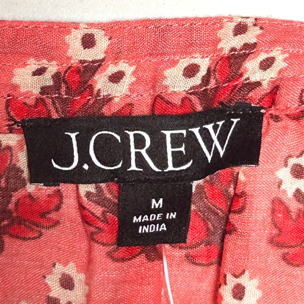 J.Crew Cabana Mini Dress M NWT Ramie Block Print Coral Floral Slip $198 - Picture 5 of 16